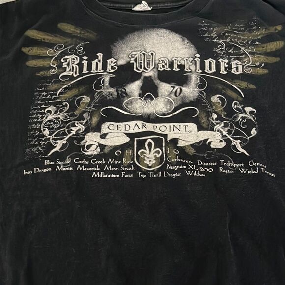 Ride Warriors Cedar Point Cool Biker Black Tee Vintage SZ XL - Picture 1 of 7